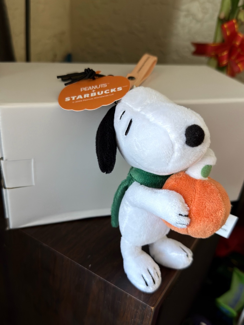 Starbucks Peanuts Snoopy Plush in White, Black, Green & Orange